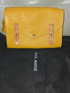 NWT PAUL MARIUS Crossbody Bag Purse Leather L'Indespensable Yellow Safran
